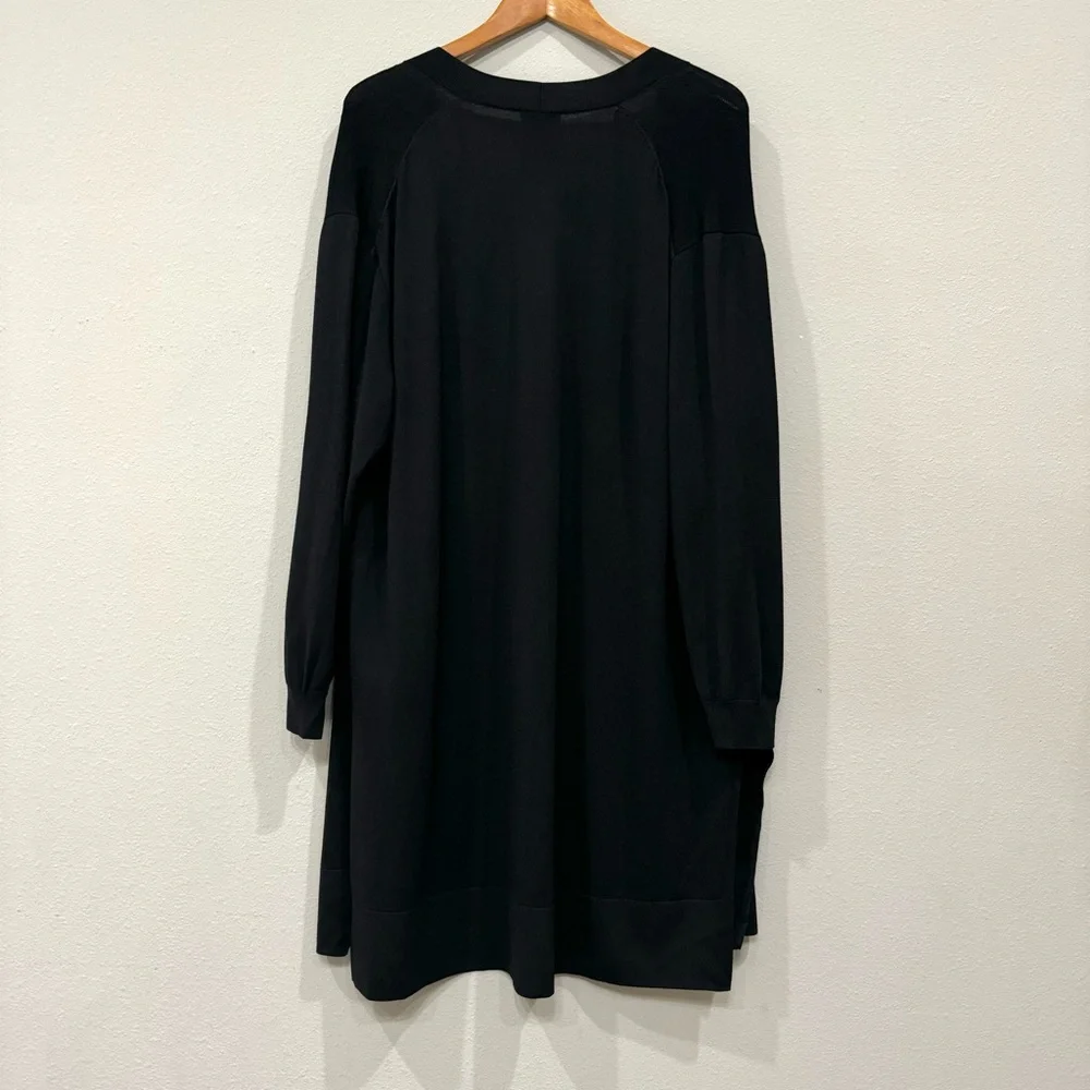 Lafayette 148 Long Cardigan Duster Size 1x Open Front Black - Picture 3 of 10
